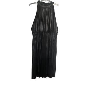 SIMPLY VERA SLEEVELESS HIGH-NECK TEA-LENGTH FORMAL DRESS, WOMENS, XL, BLACK